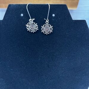 Silver Tone Snowflake Earrings
